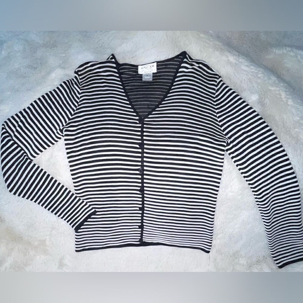 Oscar De La Renta Black & White Cardigan
